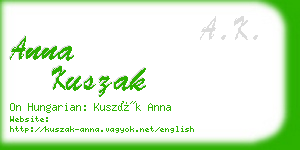 anna kuszak business card